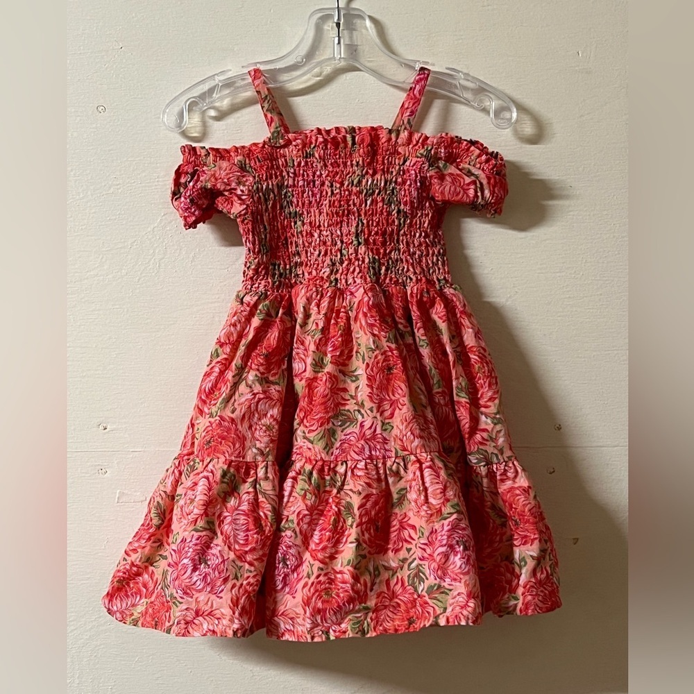 Haute Hippie Pink Floral Girl's Smocked Tiered Dress 3T